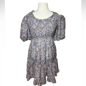 Jacquie the label Blue and White Floral Mini Dress-Size Large-Like New